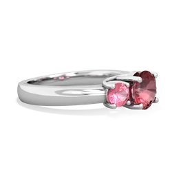 Pink Tourmaline Three Stone Round Trellis 14K White Gold ring R4018