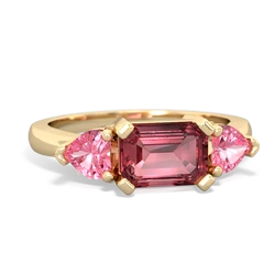 Pink Tourmaline Three Stone 14K Yellow Gold ring R5235