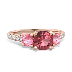 Pink Tourmaline Pave Trellis 14K Rose Gold ring R5500