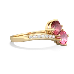 Pink Tourmaline Channel Set Two Stone 14K Yellow Gold ring R5303