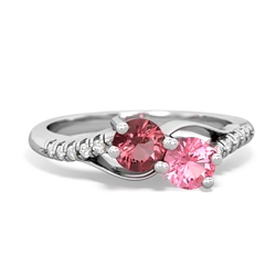 Pink Tourmaline Infinity Pave Two Stone 14K White Gold ring R5285