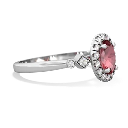 Pink Tourmaline Antique-Style Halo 14K White Gold ring R5720