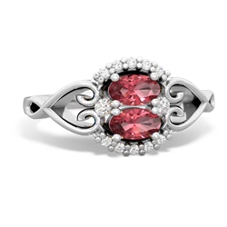 Pink Tourmaline Love Nest 14K White Gold ring R5860