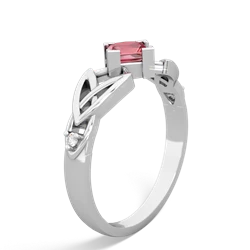 Pink Tourmaline Celtic Knot Princess 14K White Gold ring R3349