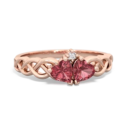 Pink Tourmaline Heart To Heart Braid 14K Rose Gold ring R5870