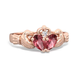 Pink Tourmaline 'Our Heart' Claddagh 14K Rose Gold ring R2388