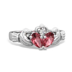 Pink Tourmaline 'Our Heart' Claddagh 14K White Gold ring R2388