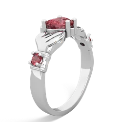 Pink Tourmaline Claddagh Keepsake 14K White Gold ring R5245