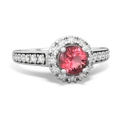 Pink Tourmaline Diamond Halo 14K White Gold ring R5370