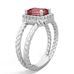 Pink Tourmaline Rope Split Band 14K White Gold ring R2628