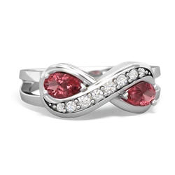 Pink Tourmaline Diamond Infinity 14K White Gold ring R5390