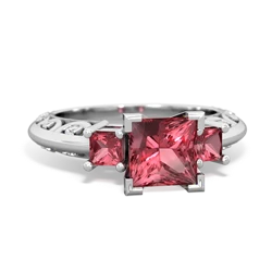 Pink Tourmaline Eternal Embrace Engagement 14K White Gold ring C2001