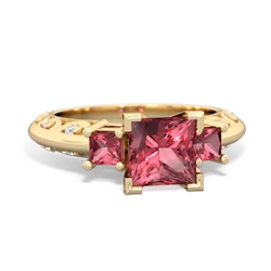 Pink Tourmaline Eternal Embrace Engagement 14K Yellow Gold ring C2001