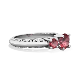 Pink Tourmaline Art Deco Eternal Embrace Engagement 14K White Gold ring C2003