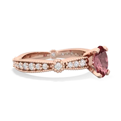 Pink Tourmaline Sparkling Tiara 7X5mm Oval 14K Rose Gold ring R26297VL