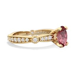 Pink Tourmaline Sparkling Tiara 8X6 Oval 14K Yellow Gold ring R26298VL