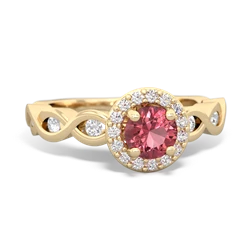 Pink Tourmaline Infinity Halo Engagement 14K Yellow Gold ring R26315RH