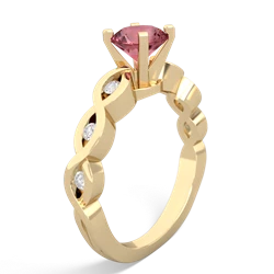 Pink Tourmaline Infinity 6Mm Round Engagement 14K Yellow Gold ring R26316RD