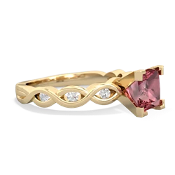 Pink Tourmaline Infinity 6Mm Princess Engagement 14K Yellow Gold ring R26316SQ