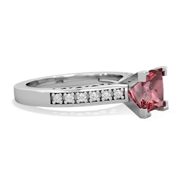 Pink Tourmaline Art Deco Engagement 6Mm Princess 14K White Gold ring R26356SQ