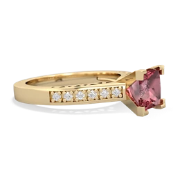 Pink Tourmaline Art Deco Engagement 6Mm Princess 14K Yellow Gold ring R26356SQ