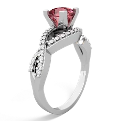 Pink Tourmaline Diamond Twist 5Mm Square Engagment  14K White Gold ring R26405SQ