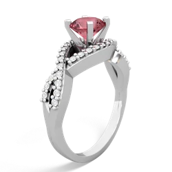 Pink Tourmaline Diamond Twist 6Mm Round Engagment  14K White Gold ring R26406RD