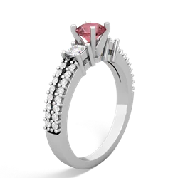 Pink Tourmaline Classic 5Mm Round Engagement 14K White Gold ring R26435RD