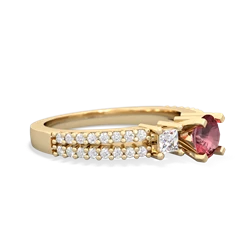 Pink Tourmaline Classic 5Mm Round Engagement 14K Yellow Gold ring R26435RD