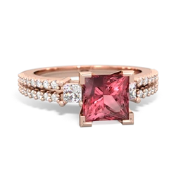 Pink Tourmaline Classic 6Mm Princess Engagement 14K Rose Gold ring R26436SQ