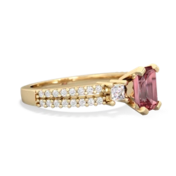 Pink Tourmaline Classic 7X5mm Emerald-Cut Engagement 14K Yellow Gold ring R26437EM