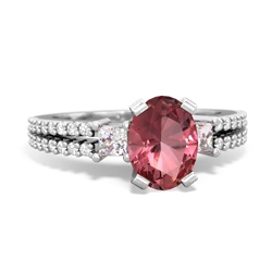 Pink Tourmaline Classic 8X6mm Oval Engagement 14K White Gold ring R26438VL