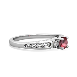 Pink Tourmaline Filligree Scroll Round 14K White Gold ring R0829