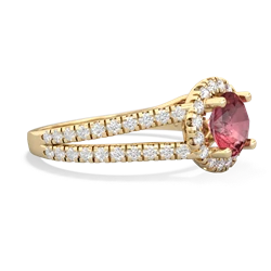 Pink Tourmaline Pave Halo 14K Yellow Gold ring R5490