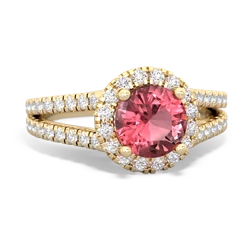 Pink Tourmaline Pave Halo 14K Yellow Gold ring R5490