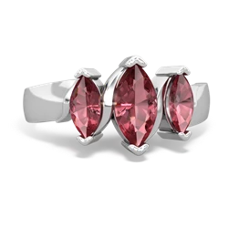 Pink Tourmaline Three Peeks 14K White Gold ring R2433