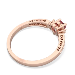 Pink Tourmaline Filligree Scroll Heart 14K Rose Gold ring R2429