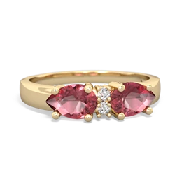 Pink Tourmaline Pear Bowtie 14K Yellow Gold ring R0865