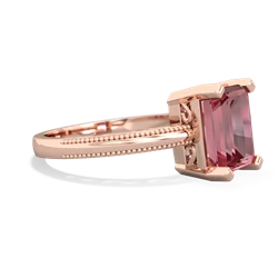 Pink Tourmaline Milgrain Scroll 14K Rose Gold ring R2338