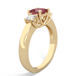 Pink Tourmaline Three Stone Trellis 14K Yellow Gold ring R4015