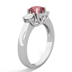 Pink Tourmaline Diamond Three Stone Round Trellis 14K White Gold ring R4018