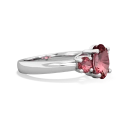 Pink Tourmaline Three Stone Oval Trellis 14K White Gold ring R4024