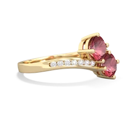 Pink Tourmaline Channel Set Two Stone 14K Yellow Gold ring R5303