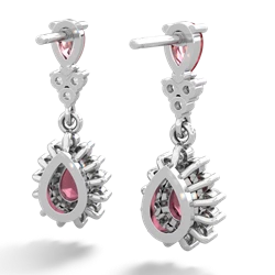 Pink Tourmaline Halo Pear Dangle 14K White Gold earrings E1882