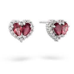 Pink Tourmaline Halo 14K White Gold earrings E7008