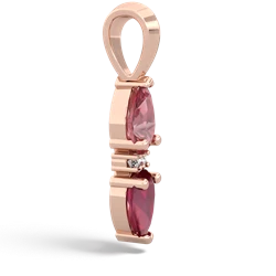 Pink Tourmaline Bowtie Drop 14K Rose Gold pendant P0865