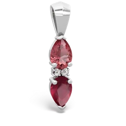 Pink Tourmaline Bowtie Drop 14K White Gold pendant P0865