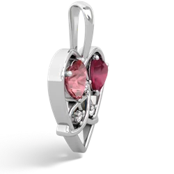 Pink Tourmaline Celtic Trinity Heart 14K White Gold pendant P5331