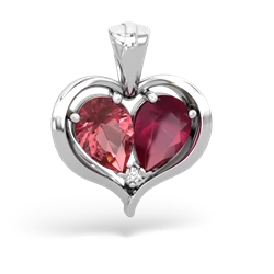 Pink Tourmaline Two Become One 14K White Gold pendant P5330