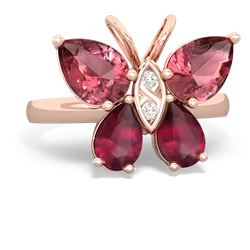 Pink Tourmaline Butterfly 14K Rose Gold ring R2215